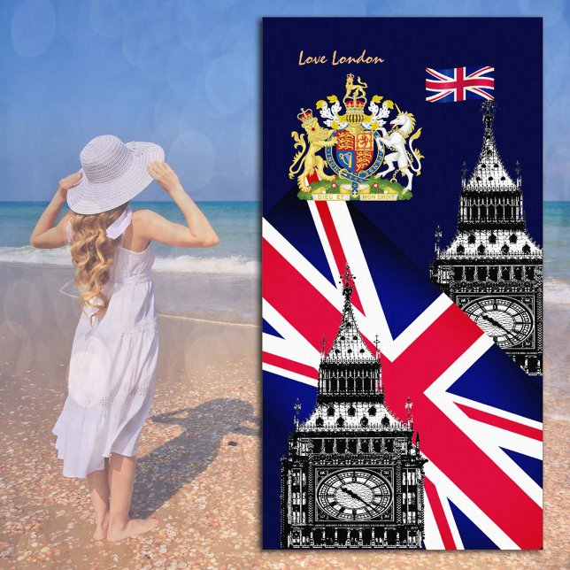 British Flag towel, Big Ben, Britain, London Beach Towel (Creator Uploaded)