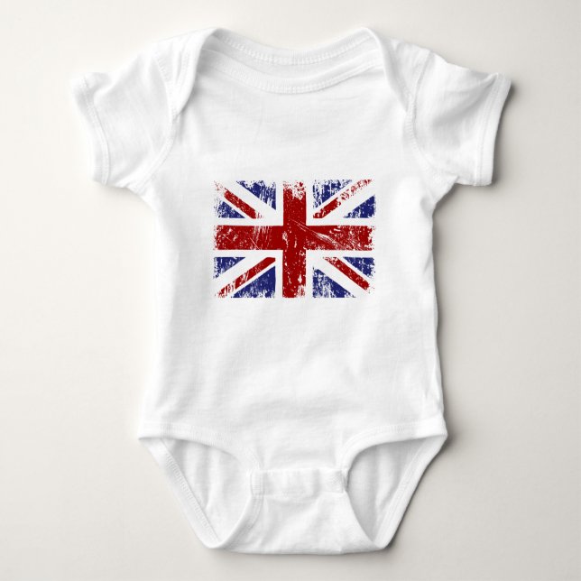 British Flag Union Jack Punk Grunge Baby Bodysuit (Front)