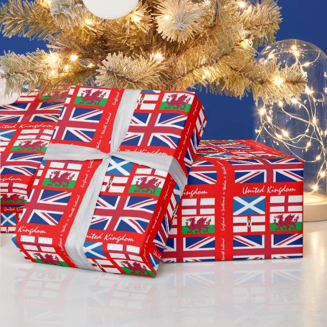 British Flag, Union Jack & United Kingdom /sports  Wrapping Paper (Holidays)