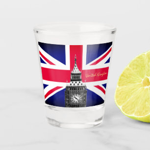 British Flag & United Kingdom, Big Ben / UK sports Shot Glass