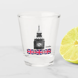 British Flag & United Kingdom, Big Ben / UK sports Shot Glass