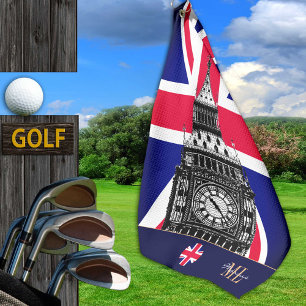 British flag & United Kingdom monogrammed /golf UK Golf Towel