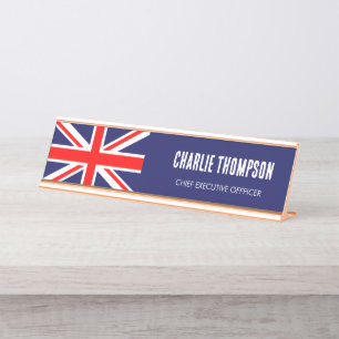 British Flag, United Kingdom Office Desk Name Plate