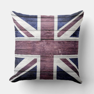 British Flag Vintage Wood Cushion