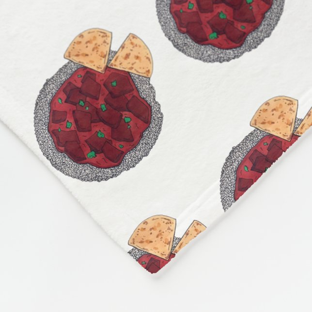 British Food Indian Takeaway Chicken Tikka Masala Fleece Blanket (Corner)