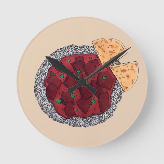 British Food Indian Takeaway Chicken Tikka Masala Round Clock (Front)
