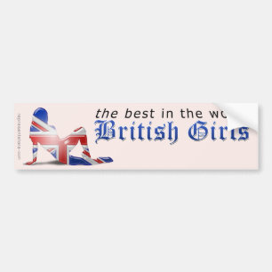 British Girl Silhouette Flag Bumper Sticker
