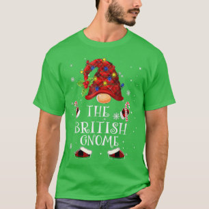 British Gnome Buffalo Plaid Christmas Tree Light  T-Shirt