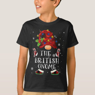 British Gnome Buffalo Plaid Christmas Tree Light T-Shirt