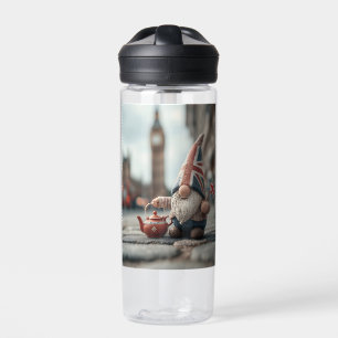 British Gnome with Union Jack Hat and Teapot  Water Bottle