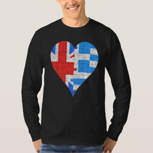 British Greek Flag Heart T-Shirt