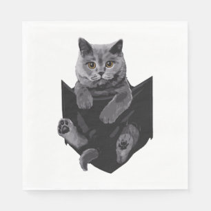 British Grey Cat In Pocket S Cats Napkin