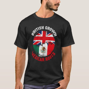 British Grown Mexican Roots Vintage Flags for Men T-Shirt