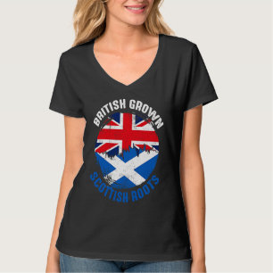 British Grown Scottish Roots Vintage Flags for Men T-Shirt