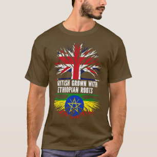 British Grown with Ethiopian Roots UK Flag England T-Shirt