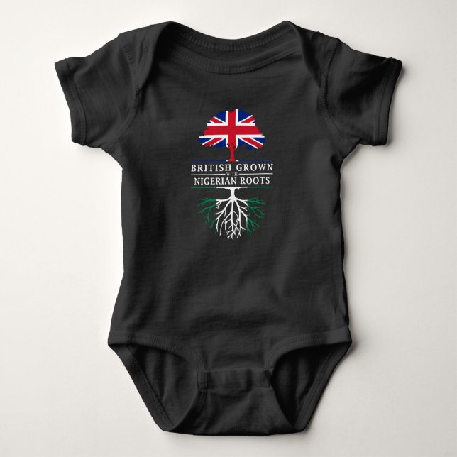 British Grown with Nigerian Roots   Nigeria Design Baby Bodysuit (Front)
