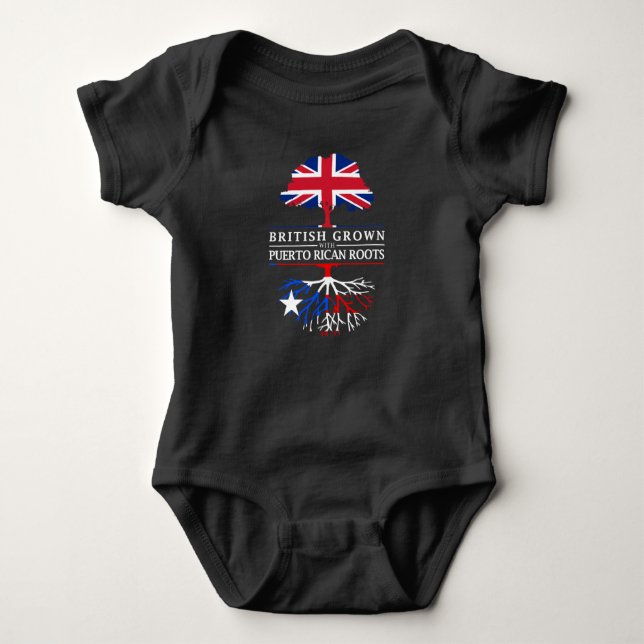 British Grown with Puerto Rican Roots   Puerto Baby Bodysuit (Front)