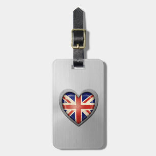 British Heart Flag Stainless Steel Effect Luggage Tag