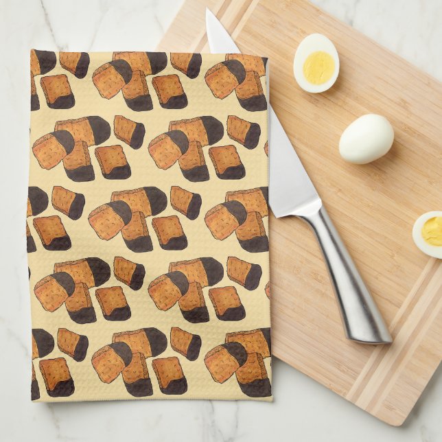 British Honeycomb Sponge Cinder Toffee Confection Tea Towel (Quarter Fold)