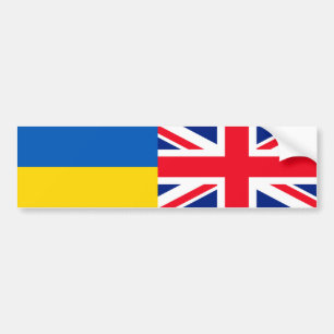 British I stand with Ukraine. UK and UKR Flags.. Bumper Sticker