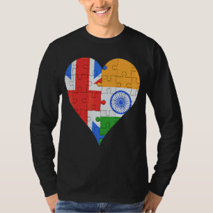 British Indian Flag Heart T-Shirt