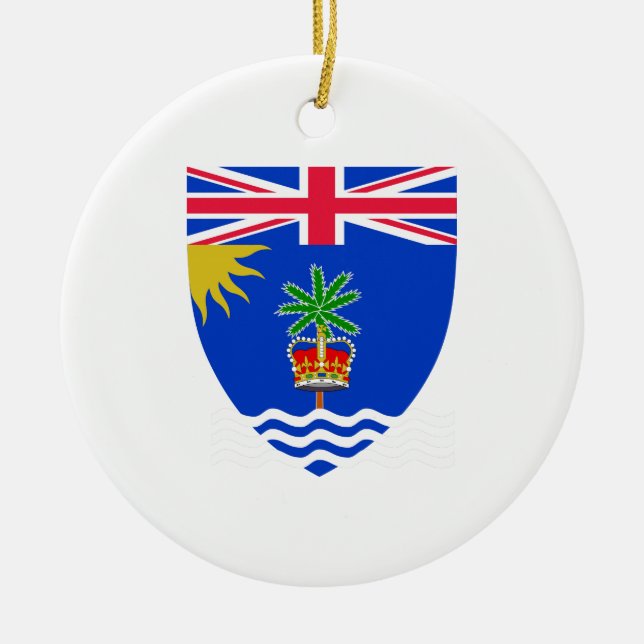 British Indian Ocean Territory Coat of Arms Ceramic Tree Decoration (Front)