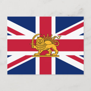 British–Iranian Heritage Flag Lion and Sun Meets Postcard