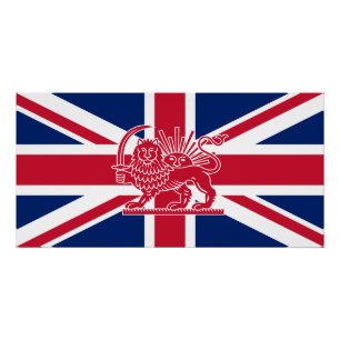 British–Iranian Heritage Flag   Lion and Sun Meets Poster