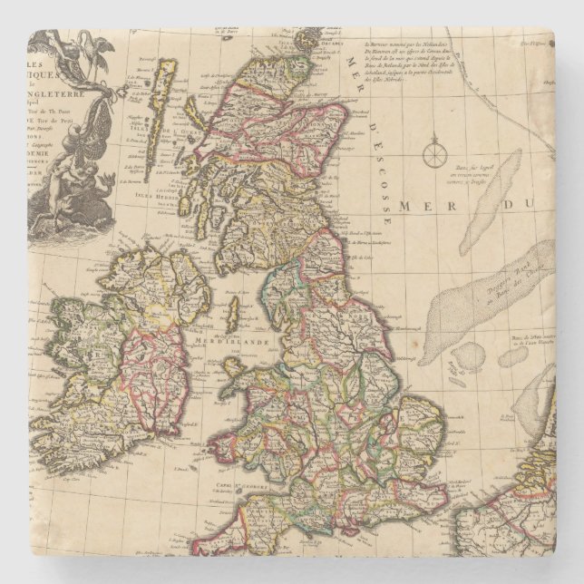 British Islands, England, Ireland Stone Coaster (Front)