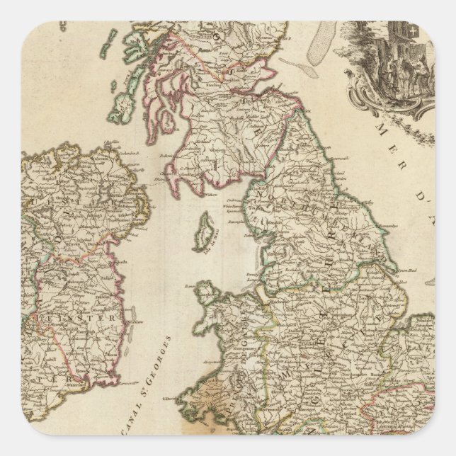 British Isles 9 Square Sticker (Front)