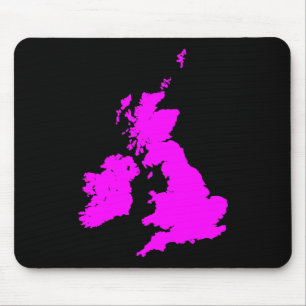 British Isles - Magenta on Black Mouse Pad