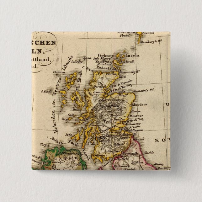 British Isles Map 15 Cm Square Badge (Front)