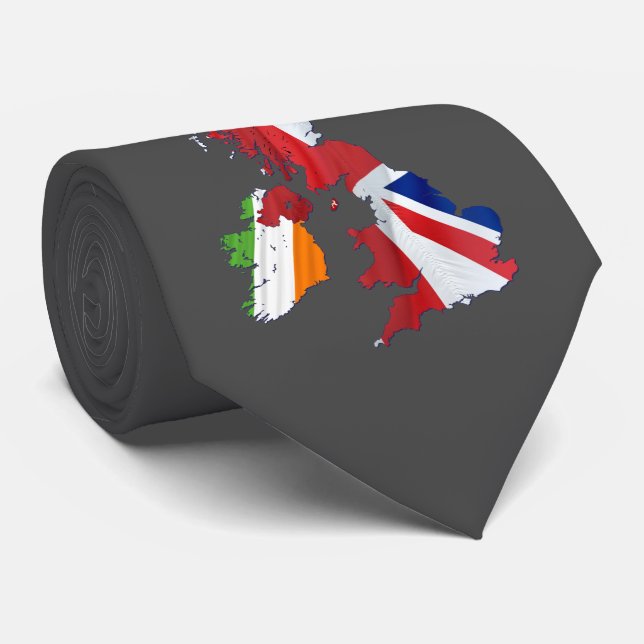 BRITISH ISLES MAP AND FLAGS TIE (Rolled)