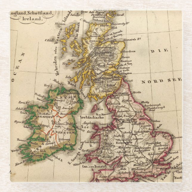 British Isles Map Glass Coaster (Front)