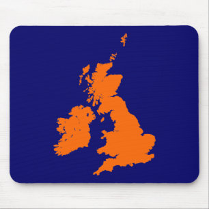 British Isles - Orange on Dark Blue Mouse Pad