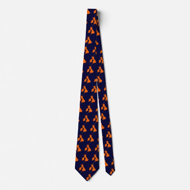 British Isles - Orange on Navy Blue Tie (Front)