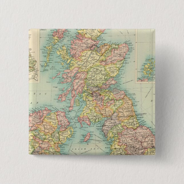 British Isles political map 15 Cm Square Badge (Front)