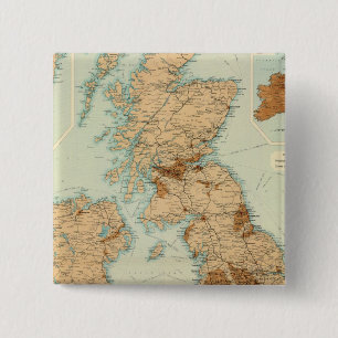 British Isles railways & industrial map 15 Cm Square Badge