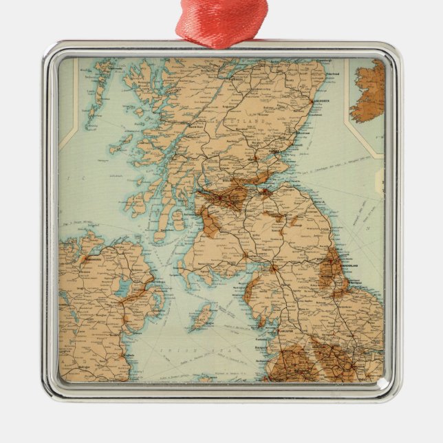British Isles railways & industrial map Metal Tree Decoration (Front)