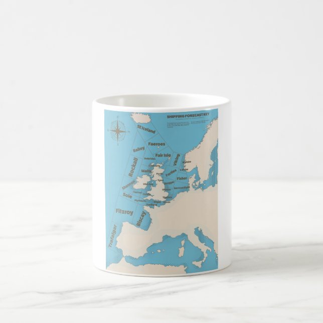 British Isles Shipping Forecast in colour Coffee Mug (Center)
