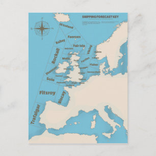 British Isles Shipping Forecast in colour Postcard