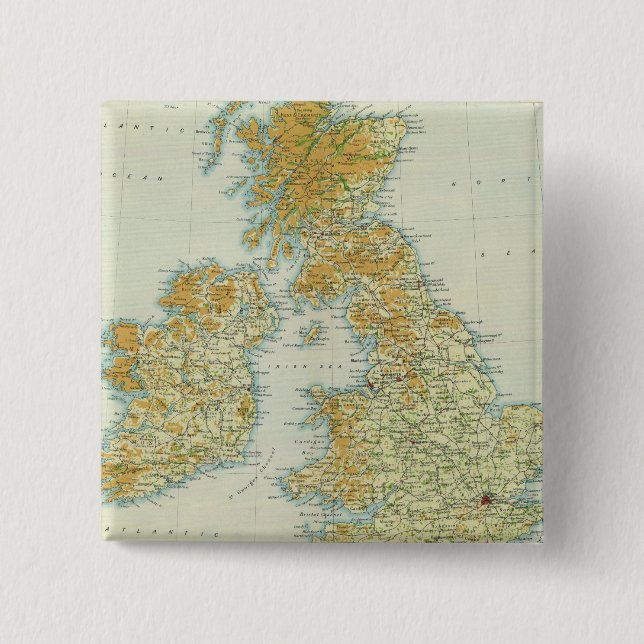 British Isles vegetation & climate map 15 Cm Square Badge (Front)