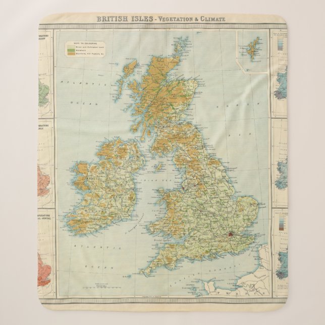 British Isles vegetation & climate map Sherpa Blanket (Front)