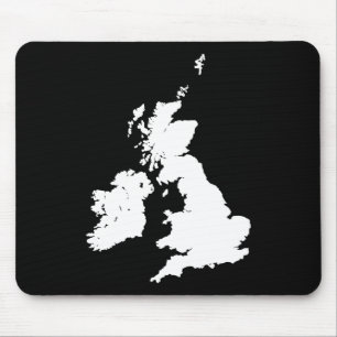 British Isles - White on Black Mouse Pad