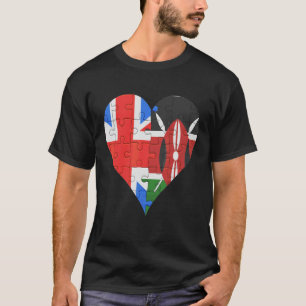 British Kenyan Flag Heart T-Shirt