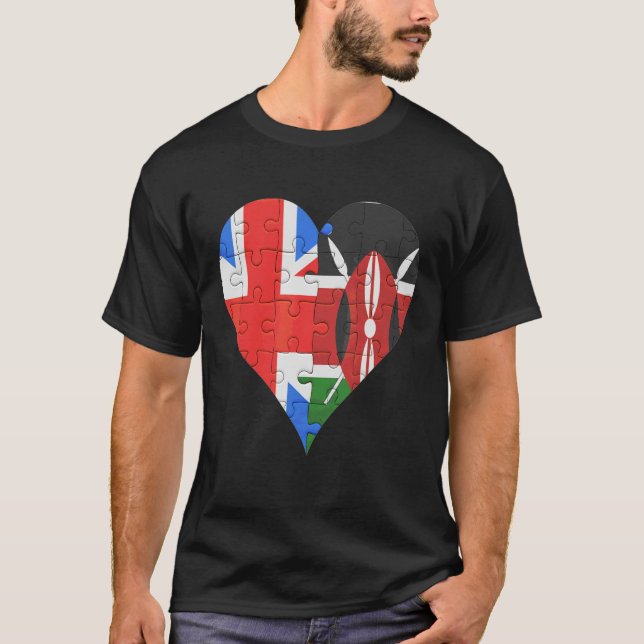 British Kenyan Flag Heart T-Shirt (Front)