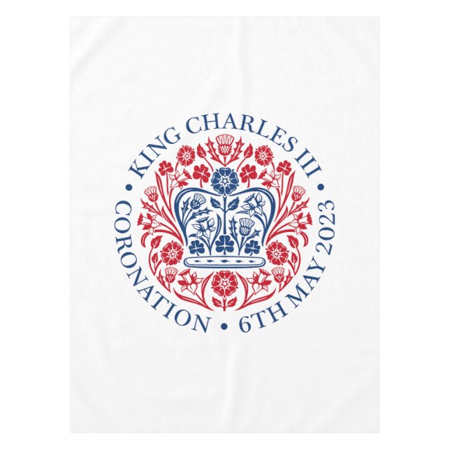 British King III Charles Memorabilia Coronation Tablecloth (Front)