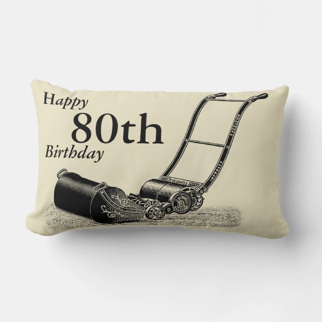 British Lawn Mower Custom 80th Birthday Pillow (Front)