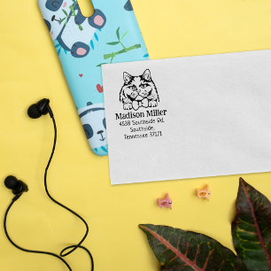 British Long Haired Cat Return Address  Rubber Stamp