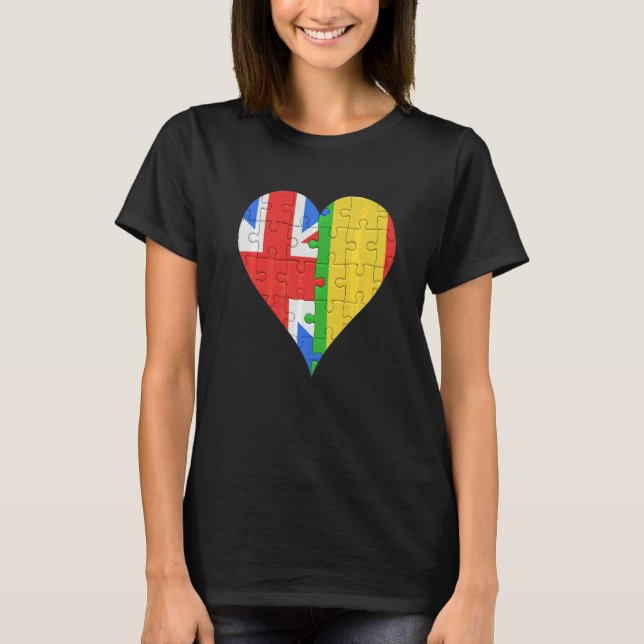 British Malian Flag Heart T-Shirt (Front)